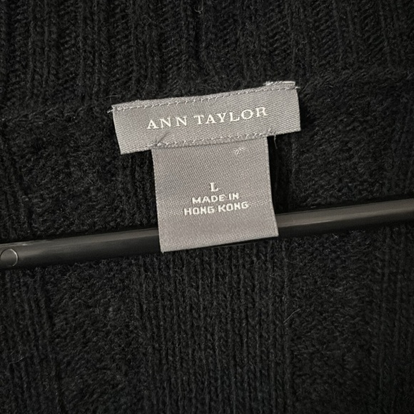 Ann Taylor Open Knit Sweater Cardigan Black Large - Picture 4 of 5